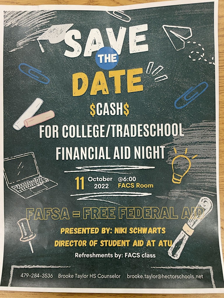 Financial Aid Night! Tuesday, October 11 @ 6:00 in FACS room.